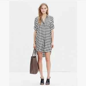 Madewell courier shirt dress white black buffalo plaid